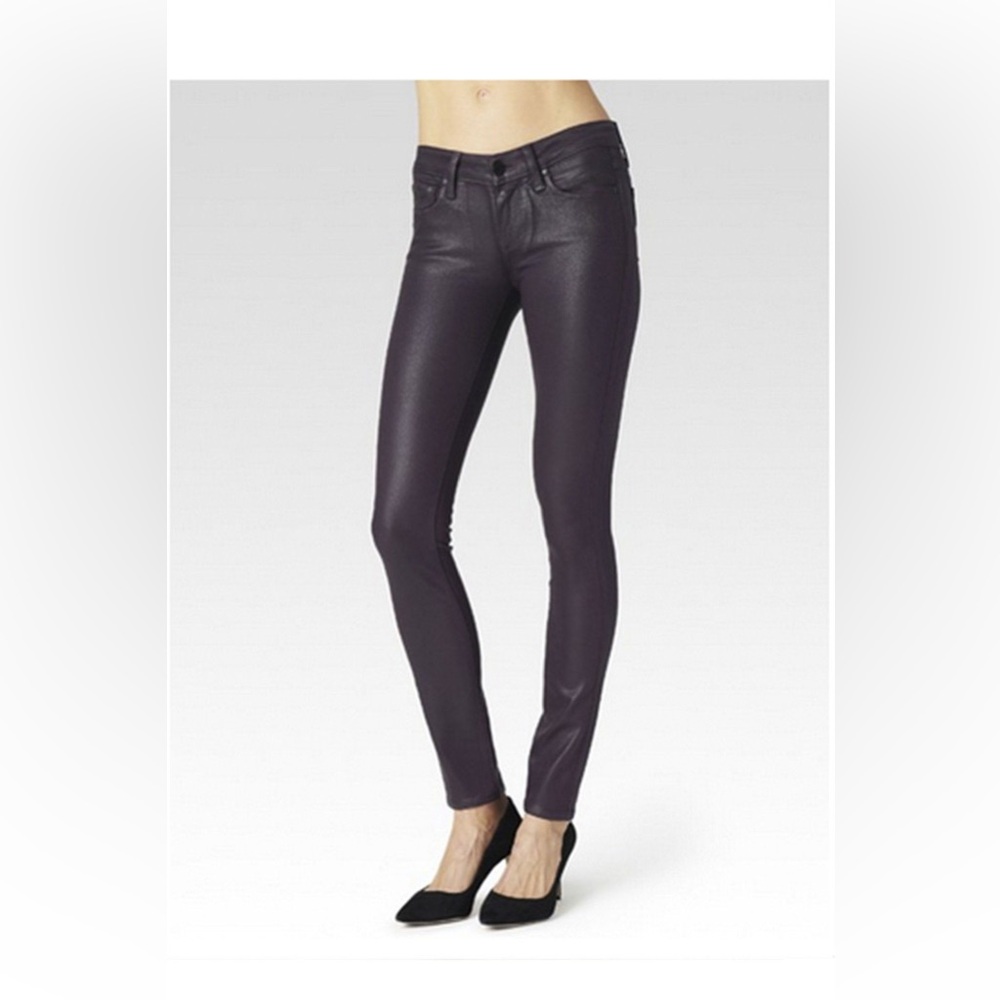 NWOT PAIGE Verdugo Wine Luxe Coated Skinny Jean